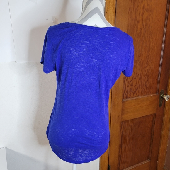 Womens Athleta Short Sleeve T-Shirt Cotton Poly Blend in bright Blue Size Small - Picture 2 of 9